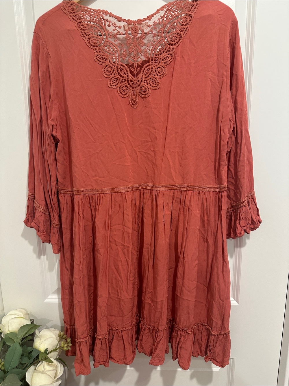 Lace-Back Peasant Top - Rust - Picture 3 of 3